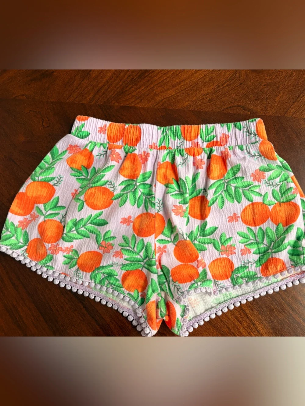 Crewcuts Girls' High-Waist Orange Fruit Print and Pink Floral Shorts  size 6